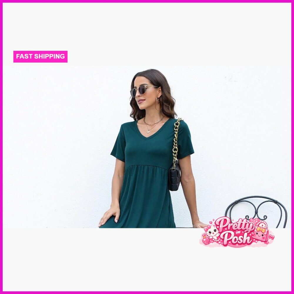 Polyester Rayon Elastane V Neck Maxi Swing Dress … - image 6